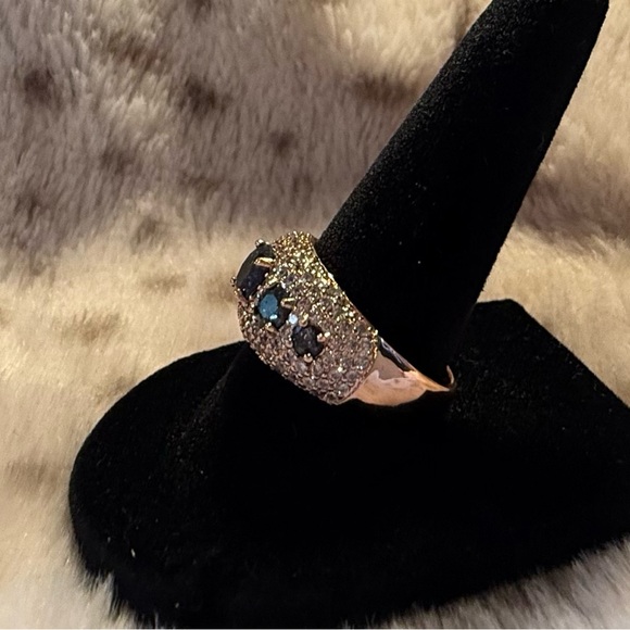 Bomb Party Gold Plating, Black Onyx, CZ Ring, Size 8, NWOT, “BORG” - Picture 8 of 9